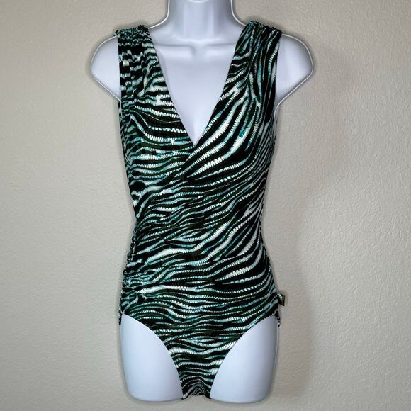 NWOT Vince Camuto Zebra Print Wrap Swimsuit Nylon Blend – Size 6 - Picture 2 of 8